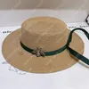 Mode abeille concepteur chapeau de paille large bord femme été luxe chapeau de plage pour homme vacances classique Riband Sunhat Bob Casquette