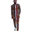 Men's Tracksuits Navy/White/Red Cloth Strip Decorated Patchwork Shirts African Print Pant Sets Male Groom Suits Nigerian Festive Outfits