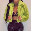 Femmes fourrure Club mode Fluorescent vert manteau hiver moelleux vestes 2023 femmes luxueux fourrure recadrée veste chaud pardessus
