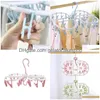 Hangers Racks 32Clip Mtifunction Round Foldable Underwear Drying Rack Baby Socks Household Pp Environmental Protection Drop Delive Dhdw3