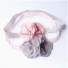 Cheveux Élastiques 12 Pcs/Lot Conception Coréenne Double Fleur Rose Or Coeurs Bandeaux Princesse Gris Floral D'été Élastique Fille Dhgarden Dho2M