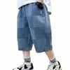 Dżinsy letnie chłopiec patchwork chłopcy swobodny styl dżinsowe krótkie ubrania nastoletnie za 6 8 10 12 14 230616
