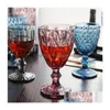 ワイングラスヴィンテージガラスゴブレットエンボス加工された茎のゆっくりした焼いた色の飲み物飲料064524ドロップデリバリーホームGAR DHJXV