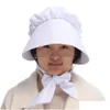 Theme Costume Women Adt Cotton Bonnet Hat Costumes Victorian Sun Pioneer Colonial Pilgrim Prairie Oversized White Black Vintage Maid Dhztp