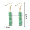 Dangle Lustre Pierre Naturelle Perle Boucle D'oreille En Acier Inoxydable Plaqué Or 18K Bijoux Irregar Améthyste Vert Aventurine Drop Hook E Dhfqt