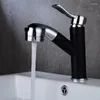 Rubinetti lavabo bagno arrivo rubinetto lavabo estraibile cromato / nero rifinito con miscelatore lavaggio soffione doccia