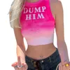 Femmes Summer European Lettre de mode imprimé rose Gradient Color Crop Top Desinger Vest Up-Navel Tanks SML