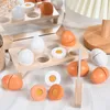 Kitchens Play Food Wooden Pretend Kitchen Kids Toys Simulation Egg Set Eggs To Cutting Girl Gifts Cooking Games 230617