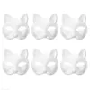 Cangas 6pcs. Máscaras de bola em branco semi-animais de papel branco para gato papelão adulto máscara de festa de Halloween para mascarada