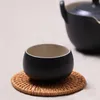 Mats Pads 6Pcs Drink Coasters Set For Kungfu Tea Accessories Round Tableware Placemat Dish Mat Rattan Weave Cup Pad Diameter 8Cm 230616