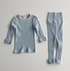 Наборы одежды 2023 Korea Style Girls Boys 2 PCS SET футболка Длинные брюки Осень хлопковые детские детские костюмы 6-24 месяца Wu230