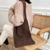 Abendtaschen Wolle Gestrickte Schulter Einkaufstasche Für Frauen Vintage Mode Mädchen Tote Shopper Weibliche Handtasche