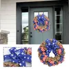 Decoratieve bloemen Onafhankelijkheidsdag krans voor voordeur Rose National Ornament Home Holiday Window Decoration Prop Hanger 2023