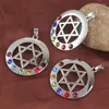 Hänghalsband xinshangmie silverpläterad stjärna av David Round Amulet Protection Shield Reiki 7 Crystal Rhinestone Chakra Charms smycken