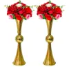 60〜90cmの高さ）結婚式用品錬鉄の金色の花のスタンドロードリードウェディングアレンジメントトランペット花瓶のテーブル装飾装飾品