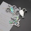 Anhänger Halsketten Natürliche Abalone Shell Kuh Schafe Kopf Legierung Handwerk Tier Charms Für Schmuck Machen DIY Zubehör