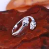 Cluster Ringen WQQCR Tweekoppige Snake Body 925 Zilver ColorRing Driedimensionaal Patroon Verstelbare Overdreven Ring