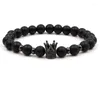 Strand 2023 À La Mode Mat Noir Perle Pierre Bracelets Bracelet Pave CZ Couronne Bracelet Pour Hommes Et Femmes Charme De Mode Bijoux Noble