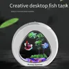 Aquários Weiting aquário pequeno tanque de peixes mini desktop aquário criativo aquário dourado iluminação LED vem com filtro doméstico peixe bronzeado 230617