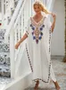 Damen-Bademode, böhmisches Kleid, bestickt, lang, Kaftan, Pareos, Maxikleid, lockeres Strandkleid, Robe Plage, Damenbekleidung, Strandmode, Tunika 230616