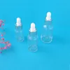 Clear Glass Essential Oil Parfym Bottles Liquid Reagent Pipett Droper Bottle With Silver Cap White Tip Top 5-100 ml ABGBR