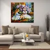 City Rhythms Wall Art op canvas Three Friends Handcrafted Contemporary Painting voor Entryway