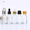 Bouteilles de pipette de réactif liquide en verre transparent compte-gouttes pour les yeux aromathérapie 5 ml-100 ml huiles essentielles bouteilles de parfum en gros gratuit DHL Rbmve