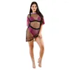 Survêtements pour femmes 2023 Internet Celebrity Fried Street Girl Discothèque Vêtements pour femmes Mode Soutien-gorge en maille Bikini Maillot de bain Ensemble trois pièces