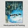 Mooie landschappen Canvas Art Winter Forest handgemaakte olieverfschilderij voor slaapkamer muur