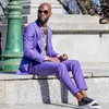 Abiti da uomo Lavanda da uomo Due pezzi Abito da uomo Risvolto con visiera per blazer da sposa Smoking da uomo con un bottone Abiti da sposo Giacche da ballo