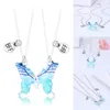 Pendant Necklaces 2x BFF Gifts Good Luck Butterfly For Women Friends Birthday Blue Jewelry Decor DXAA