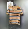 Women's T-shirt 2023 Summer New Striped Knitted Women's Contrast Polo Neck Short Sleeve Loose Fashion Women's Polos