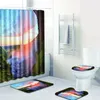 Bath Mats Waterfall Printed Polyester Shower Curtain Bathroom Waterproof With 10 Hooks Pedestal Rug Lid Toilet Cover Mat Set