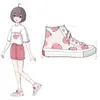 Sapatos de Lona com Estampa Kawaii Moda Korea Zapatillas Mujer2023 Rosa Bonito Estudantes Uso Diário Casual Calçado Alto Gangue Feminino
