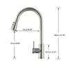 Bathroom Sink Faucets Brushed Nickel Kitchen Single Hole Pull Out Spout Mixer Tap Stream Sprayer Head ChromeMixer 230617