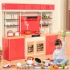 Kitchens Play Food Children Simulation Kitchen House Toy Deluxe Cooking Toys With Light Sound Effects Spray Kitchenware Kid Birthday Gifts 230617