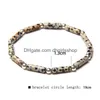 Pulseira com contas Lapis Lazi para homens Natural polido Rec Stone Pulseiras Sier Color Contas redondas Charm Bangle Feminino Jóias Drop Deliv Dheou