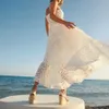 Świeży i słodki poślizg 2023 Nowy projekt mody uczucie wąskiego talii wycięte hafty maxi sukienki seksowne sukienki plażowe dla kobiet