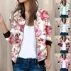 Kadın Ceketleri Kadın Günlük Hafif Fermuarı Up Ceket Çiçek Baskı Ceket Stant Yaka Kısa Spor Leydi Takım