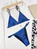 Kvinnors badkläder S M L Sexiga glänsande paljetter Högbenskurna Bikini Kvinnliga baddräkt Kvinnor Badkläder Tvådelar Bikini Set Beach Bathing Suit Biquini 230616