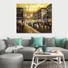 Contemporary Abstract Canvas Art Evenings Delight in Paris Handmade Landscape Oil Painting Living Room Wall Decor