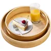 Ontbijt Dienbladen Japanse Stijl Ronde Dienblad Voedsel Serveerplaat Bamboe Snack Deseert Teaboard Voor Thuis Drop Delivery Tuin Housekee Of Dhvaf