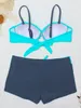 Tvådelar kostymer kvinnors badkläder ankomst push up bikinis bandeau underwire two piece badkläder retro vintage shorts ruched baddräkt sommarstrand biquini 230616