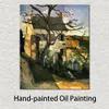 Arte em tela A Casa e a Árvore Paul Cezanne Pintura Artesanal Impressionista Paisagem Arte para Sala de Jantar