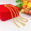 Chains Women Necklace Chain Thin Solid Real 18k Gold Color Fashion Clavicle Jewelry Gift