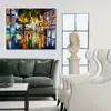 Abstract Canvas Art Strip Mall Hand Painted Cityscapes Painting for Hotels Decor Modern