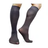 Chaussettes pour hommes minces Softy hommes affaires couleur unie rayé robe formelle Tube Long genou haut bas fétiche Collestion