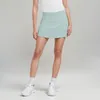 Lu Women Sports Yoga Skirts 운동 운동 반바지 단색 LL 주름 테네니스 골프 스커트 방지 노출 피트니스 짧은 071