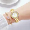 Montres-bracelets de luxe montre pour femme strass ensemble acier pour femme bracelet en métal Quartz dames Bracelet horloge