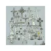 Charms 50Pcs Lot Mix Antique Sier Cross Connector Pendentifs Alliage Bijoux Religieux Accessoires Pour La Fabrication De Bijoux Drop Delivery Fi Dhii9